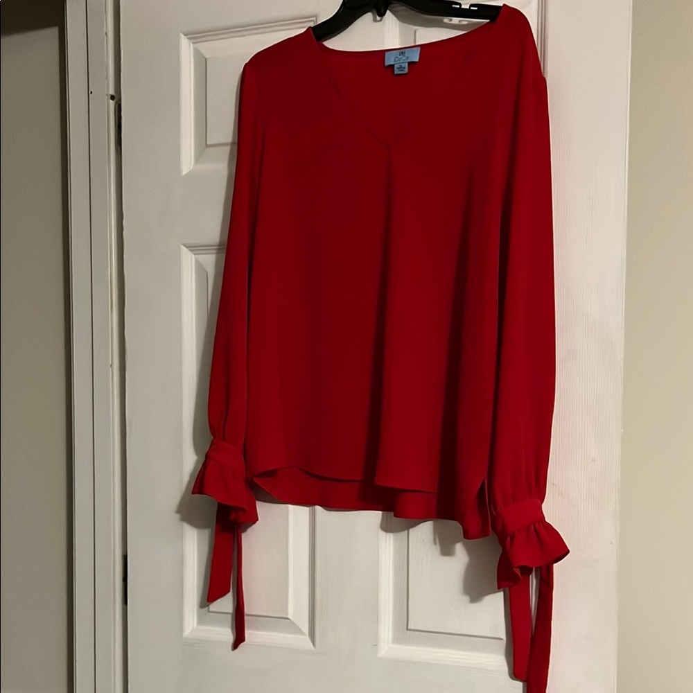 Elegant Red Women's Top with Tie Sleeves